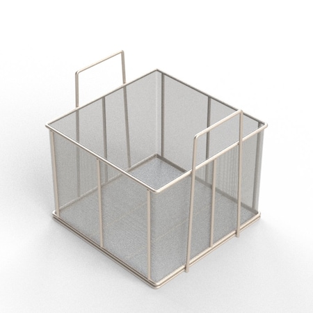 Anysizebasket Rectangular Wire Mesh Basket: 12Lx12Wx9H, 304 SS, 1/4 Rod Frame, Stacking Handles, Mesh: 30 x .012 TMT-120120090-A30S